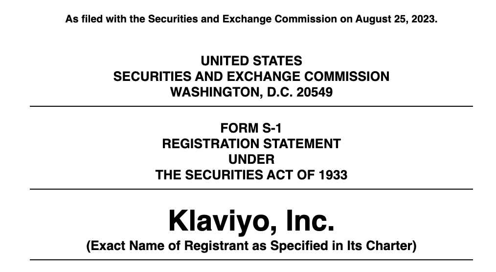 Quick S-1 Teardown: Klaviyo